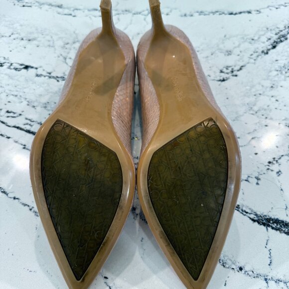 Calvin Klein Gayle Pump Rose Gold Metallic Snakeskin Print 3.25" Heel Size 11 - Picture 5 of 5